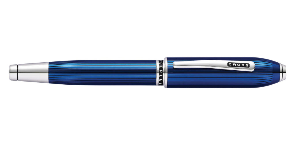 Peerless™ Translucent Quartz Blue Engraved Lacquer Platinum Plated Appointments Rollerball Pen