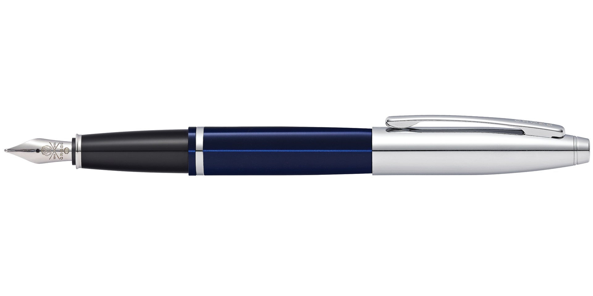 Calais™ Chrome & Blue Lacquer Stainless Steel Medium Nib Fountain Pen