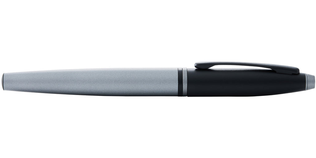Calais™ Matte Gray and Black Lacquer Stainless Steel Medium Nib Fountain Pen