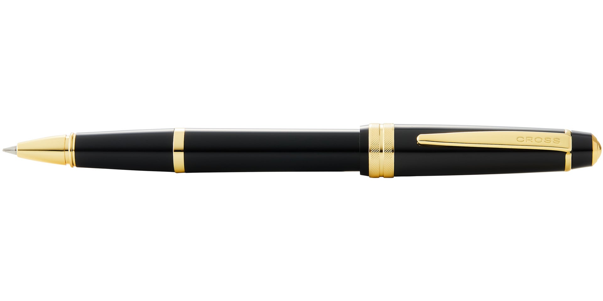 Bailey Light™ Polished Black Resin and Gold Tone Rollerball Pen