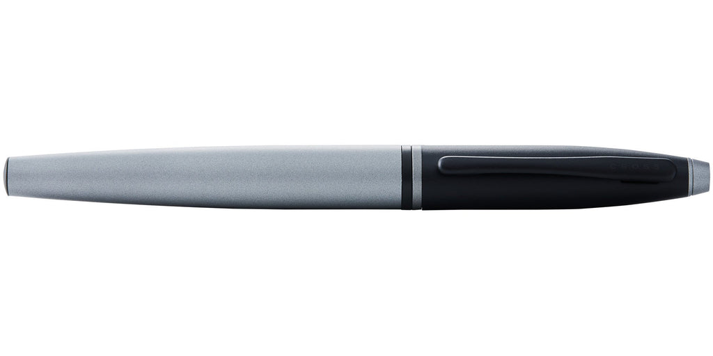 Calais™ Matte Gray and Black Lacquer Stainless Steel Medium Nib Fountain Pen