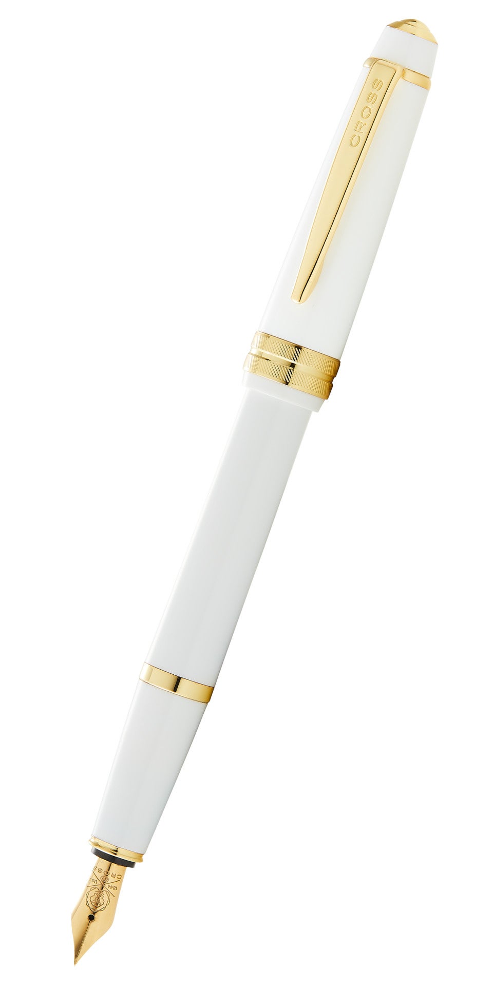 Bailey Light™ Polished White Resin and Gold Tone Fine Nib Fountain Pen